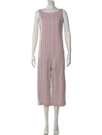 Pre-owned Reformation Striped Scoop Neck Jumpsuit In Pink
