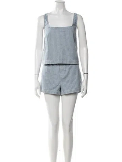 Pre-owned Reformation Striped Short Set In Blue