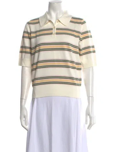 Pre-owned Reformation Striped Short Sleeve Polo In Multicolor