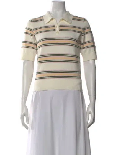 Pre-owned Reformation Striped Short Sleeve Polo In Neutral