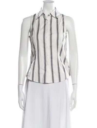 Pre-owned Reformation Striped Sleeveless Button-up Top In White