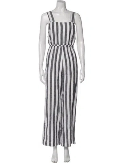Pre-owned Reformation Striped Square Neckline Jumpsuit In Gray