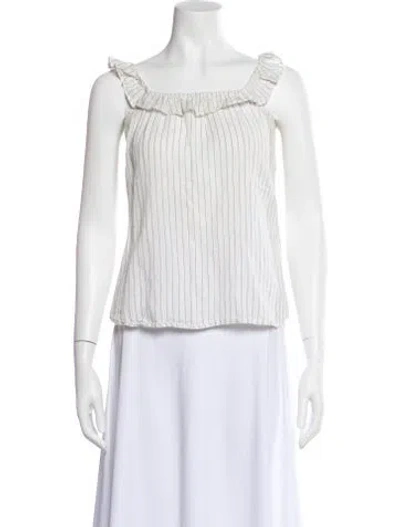 Pre-owned Reformation Striped Square Neckline Top In White