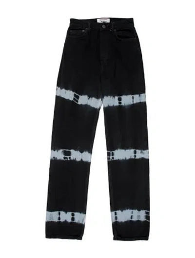 Pre-owned Reformation Striped Straight Leg Pants In Black