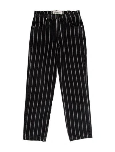 Pre-owned Reformation Striped Straight Leg Pants In Black