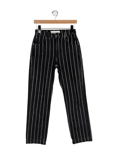Pre-owned Reformation Striped Straight Leg Pants In Black