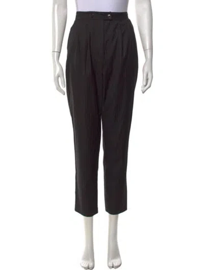 Pre-owned Reformation Striped Straight Leg Pants In Black