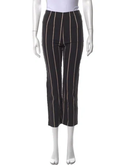 Pre-owned Reformation Striped Straight Leg Pants In Black