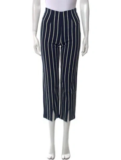 Pre-owned Reformation Striped Straight Leg Pants In Blue