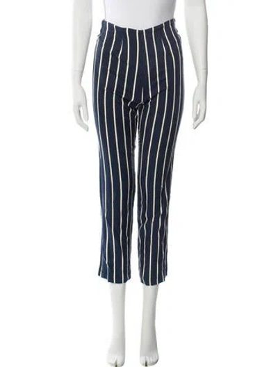 Pre-owned Reformation Striped Straight Leg Pants In Blue