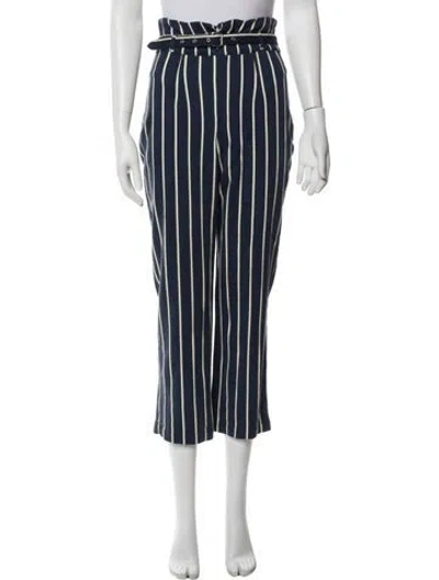 Pre-owned Reformation Striped Straight Leg Pants In Blue