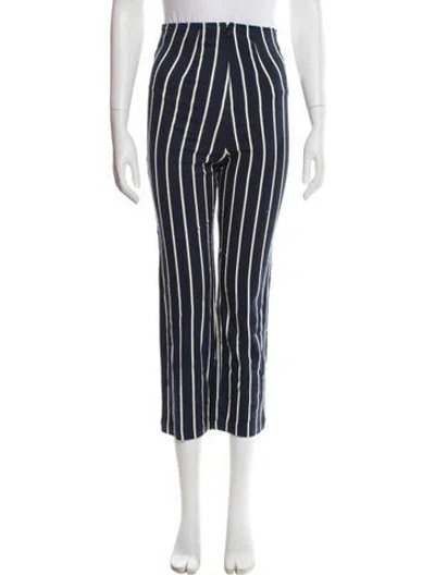 Pre-owned Reformation Striped Straight Leg Pants In Blue