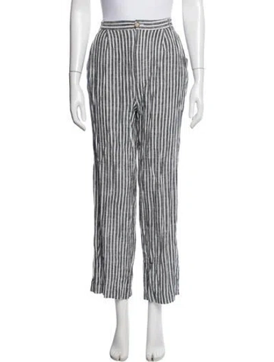 Pre-owned Reformation Striped Straight Leg Pants In Blue