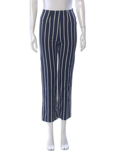 Pre-owned Reformation Striped Straight Leg Pants In Blue