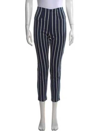 Pre-owned Reformation Striped Straight Leg Pants In Blue