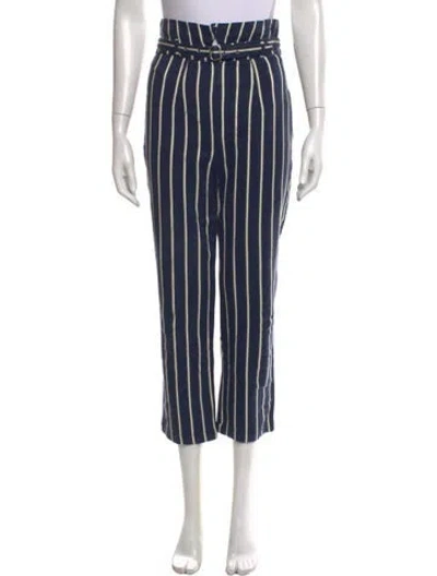 Pre-owned Reformation Striped Straight Leg Pants In Blue
