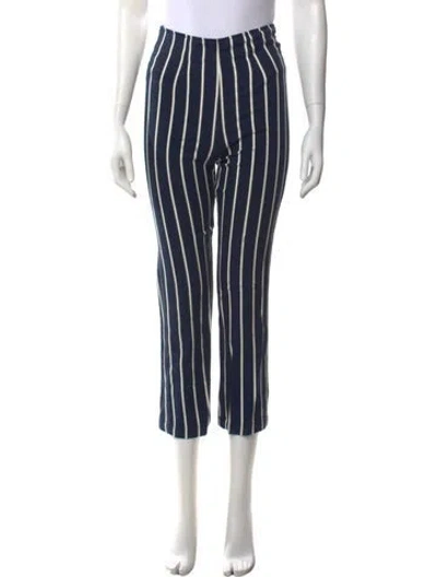Pre-owned Reformation Striped Straight Leg Pants In Blue