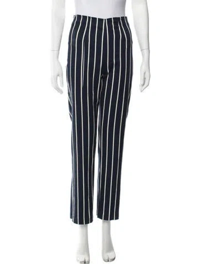 Pre-owned Reformation Striped Straight Leg Pants In Blue
