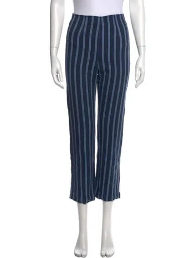 Pre-owned Reformation Striped Straight Leg Pants In Blue