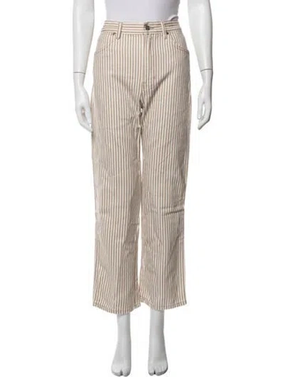 Pre-owned Reformation Striped Straight Leg Pants In Blue