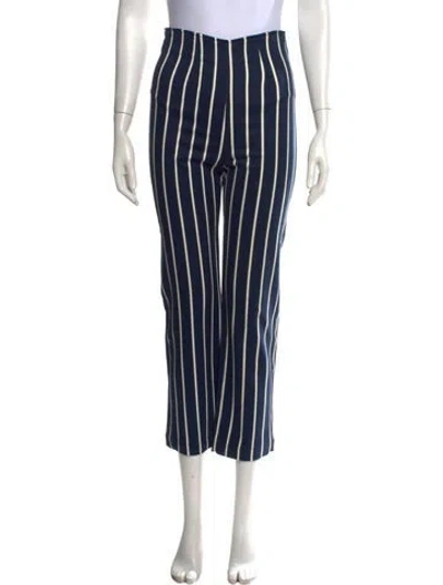 Pre-owned Reformation Striped Straight Leg Pants In Blue