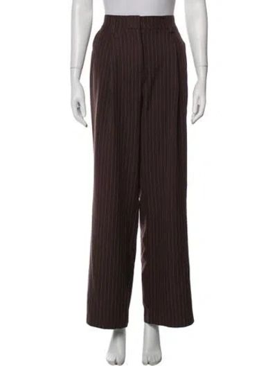 Pre-owned Reformation Striped Straight Leg Pants In Brown