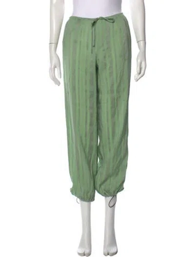 Pre-owned Reformation Striped Straight Leg Pants In Green
