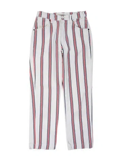 Pre-owned Reformation Striped Straight Leg Pants In White