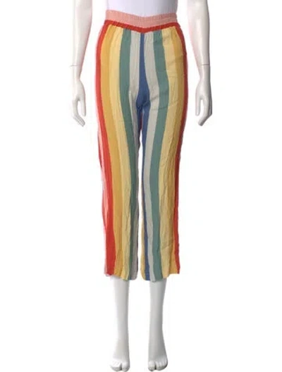 Pre-owned Reformation Striped Straight Leg Pants In Yellow
