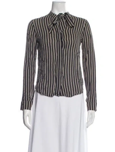Pre-owned Reformation Striped Tie Neck Blouse In Multi