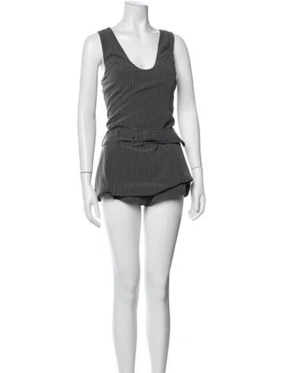 Pre-owned Reformation Striped V-neck Jumpsuit In Black