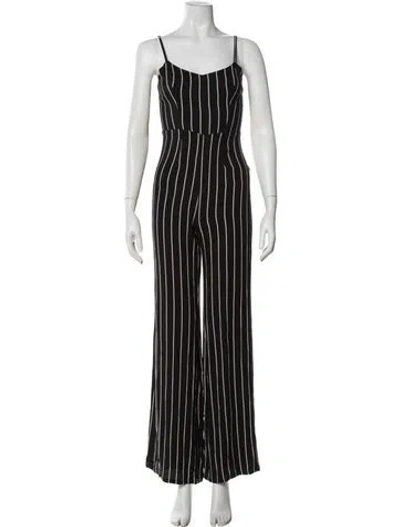 Pre-owned Reformation Striped V-neck Jumpsuit In Black