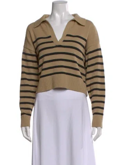 Pre-owned Reformation Striped V-neck Sweater In Neutral