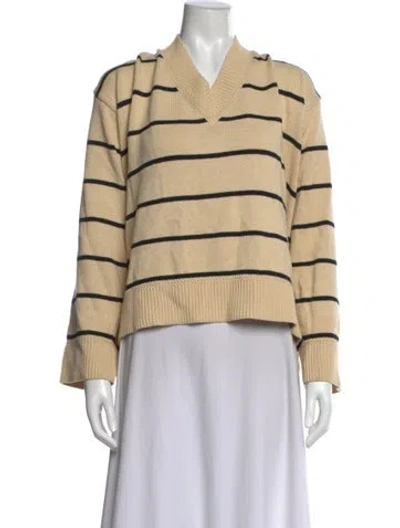 Pre-owned Reformation Striped V-neck Sweater In Neutrals