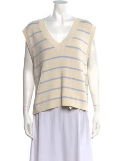 Pre-owned Reformation Striped V-neck Sweater In Neutrals