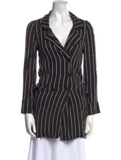 Pre-owned Reformation Striped V-neck Tunic In Black