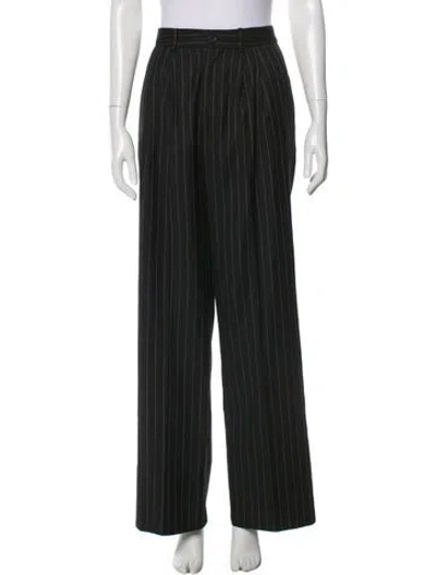 Pre-owned Reformation Striped Wide Leg Pants In Black