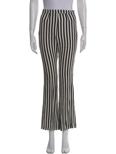 Pre-owned Reformation Striped Wide Leg Pants In Black