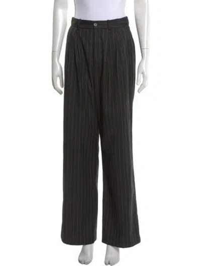 Pre-owned Reformation Striped Wide Leg Pants In Black
