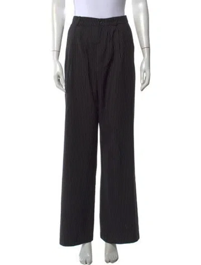 Pre-owned Reformation Striped Wide Leg Pants In Black