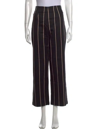 Pre-owned Reformation Striped Wide Leg Pants In Black