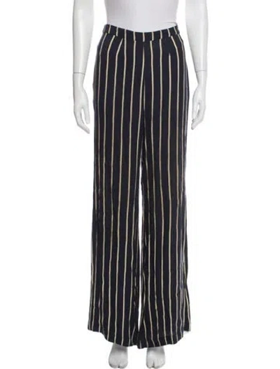 Pre-owned Reformation Striped Wide Leg Pants In Blue