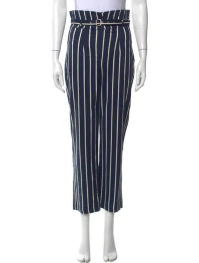 Pre-owned Reformation Striped Wide Leg Pants In Blue