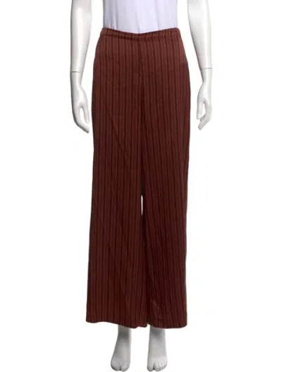 Pre-owned Reformation Striped Wide Leg Pants In Brown