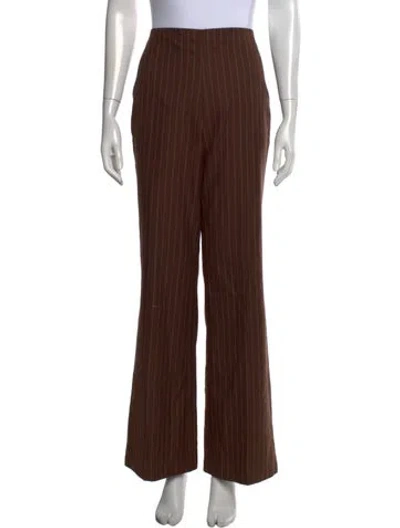 Pre-owned Reformation Striped Wide Leg Pants In Brown