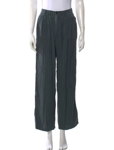 Pre-owned Reformation Striped Wide Leg Pants In Green