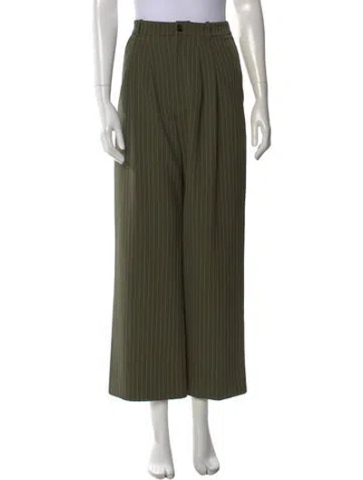 Pre-owned Reformation Striped Wide Leg Pants In Green