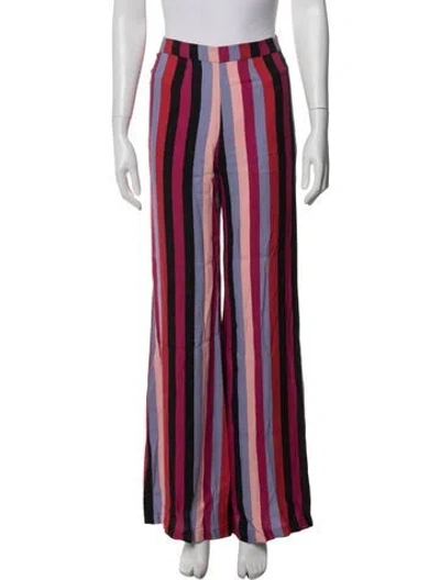 Pre-owned Reformation Striped Wide Leg Pants In Purple