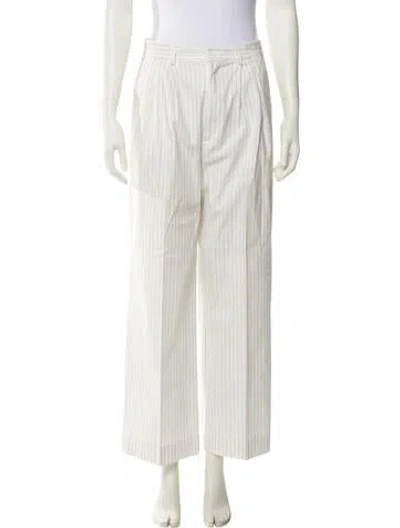 Pre-owned Reformation Striped Wide Leg Pants In White