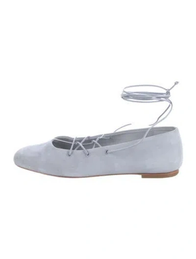 Pre-owned Reformation Suede Ballet Flats In Blue